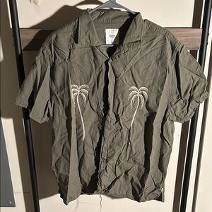 Katin Khaki Shirt with Embroidered Palm Trees